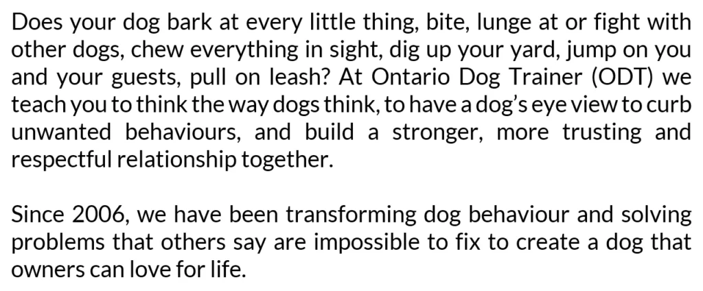 Ontario Dog Trainer